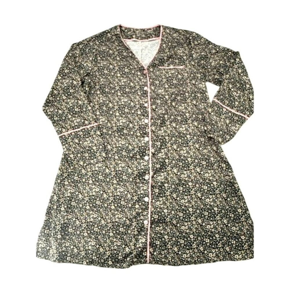 Summersalt Cloud 9 Satin Sleep Shirt Floral Button Front Nightgown Pajama Dress